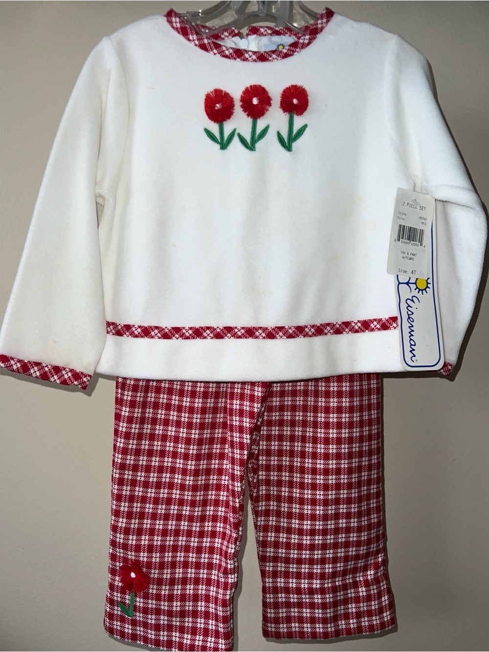 Florence Eiseman Girls Two-Piece Red & White Flower Leisure  Set